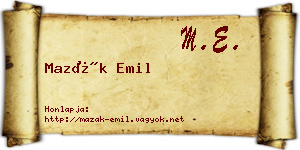 Mazák Emil névjegykártya