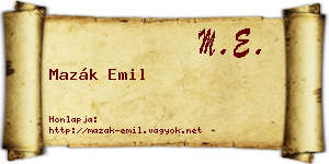 Mazák Emil névjegykártya